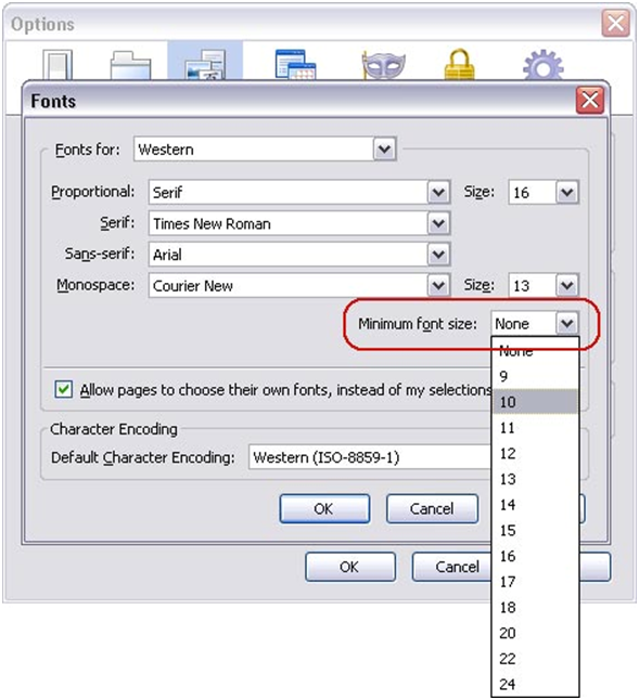 Font dialog box Image